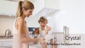  Presentation with evaluation of 5 years old boy - PPT theme consisting of years old child washing dishes background and a coral colored foreground