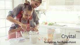 Presentation with mom daughter - Beautiful theme featuring are cooking in the kitchen backdrop and a soft green colored foreground