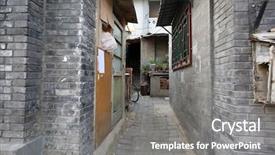  Presentation with old buildings - Presentation having narrow gate - old manchurian styled buildings background and a gray colored foreground