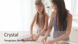  Presentation with old photo - Cool new presentation with years old school girl cooking backdrop and a coral colored foreground