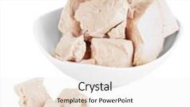  Presentation with yeast - Slides enhanced with yeast cubes in bowl isolated background and a white colored foreground