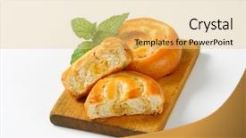  Presentation with yeast - PPT theme with yeast dough scones served on a wooden cutting board background and a yellow colored foreground