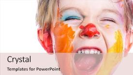  Presentation with yelling - Theme having yelling small boy with painted background and a lemonade colored foreground