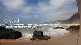  Presentation with mystic - Theme having navy blue yellow - mystic beach in portugal background and a  colored foreground