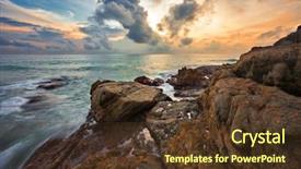  Presentation with rocks - PPT layouts with yellow abstract - beatiful sunset at the rocks background and a tawny brown colored foreground