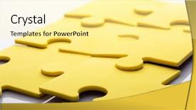  Presentation with falling jigsaw pieces - Colorful slide deck enhanced with yellow abstract - closeup of jigsaw puzzle pieces backdrop and a  colored foreground