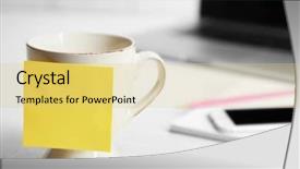  Presentation with yellow and teal design music note - Slide set featuring yellow adhesive note on coffee background and a lemonade colored foreground