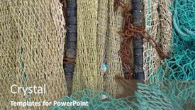  Presentation with fishing net - Presentation theme featuring yellow-and-blue-fishing-net background and a coral colored foreground