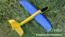  Presentation with blue yellow - PPT theme consisting of yellow-and-blue-foam-plane background and a tawny brown colored foreground