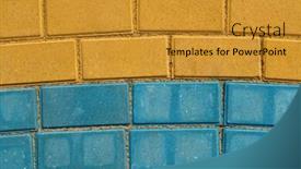  Presentation with paving - Presentation theme consisting of yellow and blue paving tiles for background or texture background and a gold colored foreground