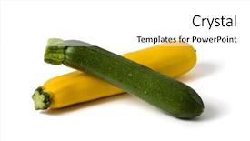  Presentation with water droplets - Slides with yellow and green zucchini with water droplets isolated on white background background and a white colored foreground