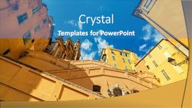  Presentation with old buildings - Audience pleasing PPT layouts consisting of yellow-and-orange-buildings-under backdrop and a teal colored foreground