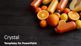  Presentation with juices - Colorful presentation design enhanced with yellow-and-orange-fruits backdrop and a black colored foreground