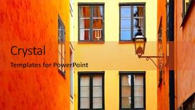  Presentation with yellow orange - Presentation theme enhanced with yellow and orange old houses background and a red colored foreground