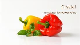  Presentation with peppers - Beautiful theme featuring yellow-and-red-bell-peppers backdrop and a sky blue colored foreground