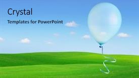  Presentation with balloons blue - Presentation consisting of yellow animation - balloons flying into the sky background and a light blue colored foreground