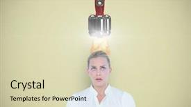  Presentation with rocket launch - Colorful slide deck enhanced with yellow animation - digital composite image of rocket backdrop and a soft green colored foreground