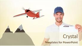  Presentation with animation - Beautiful presentation theme featuring yellow animation - digital composite of delivery man backdrop and a cream colored foreground