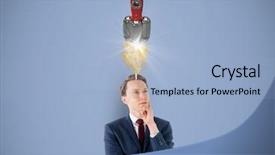  Presentation with rocket launch - Beautiful PPT theme featuring yellow animation - digital image of thoughtful businessman backdrop and a light blue colored foreground