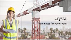  Presentation with basketball female blue - Cool new PPT theme with yellow animation - female architect holding blue prints backdrop and a lemonade colored foreground