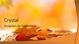  Presentation with falling leaves - Presentation theme consisting of yellow autumn leaves on wooden background and a yellow colored foreground