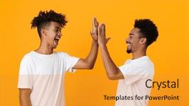  Presentation with african american high school - PPT theme enhanced with yellow background giving high five background and a gold colored foreground