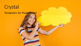  Presentation with bubble - Slides with yellow background holding empty speech background and a  colored foreground