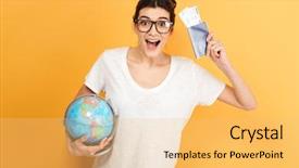  Presentation with passport - Amazing PPT theme having yellow background holding globe backdrop and a yellow colored foreground