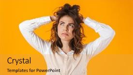  Presentation with upset - Slide set consisting of yellow background holding her hair background and a gold colored foreground