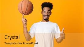  Presentation with basketball - Presentation theme having yellow background playing basketball background and a gold colored foreground