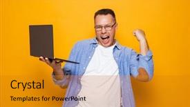  Presentation with computer vision and image processing - Cool new slide set with yellow background using laptop computer backdrop and a  colored foreground