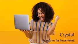  Presentation with computer vision and image processing - Colorful theme enhanced with yellow background using laptop computer backdrop and a gold colored foreground