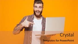  Presentation with cheerful - Presentation theme having yellow background using laptop computer background and a gold colored foreground