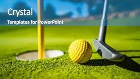  Presentation with mini golf - Slides featuring yellow ball with a bat background and a teal colored foreground