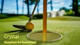  Presentation with mini golf - Beautiful presentation theme featuring yellow ball with a bat backdrop and a tawny brown colored foreground