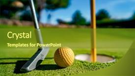  Presentation with mini golf - Colorful slides enhanced with yellow ball with a bat backdrop and a tawny brown colored foreground