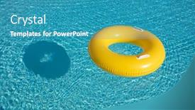  Presentation with blue water - PPT layouts consisting of yellow-big-float-on-pool background and a teal colored foreground