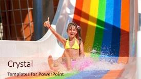  Presentation with water park - Cool new presentation design with yellow bikini sliding water backdrop and a lemonade colored foreground