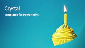  Presentation with blue yellow - Cool new theme with yellow birthday cupcake on blue backdrop and a teal colored foreground