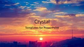  Presentation with cloud - Audience pleasing PPT theme consisting of yellow black shade - orange sunset and cloud backdrop and a coral colored foreground