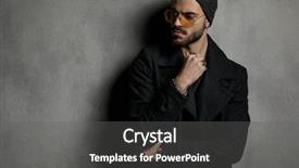  Presentation with man looking up happy - Beautiful PPT theme featuring yellow black shade - well dressed man looking away backdrop and a gray colored foreground