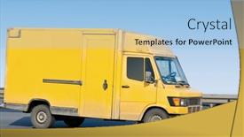  Presentation with delivery van - Theme featuring yellow-blank-delivery-van-truck background and a light blue colored foreground