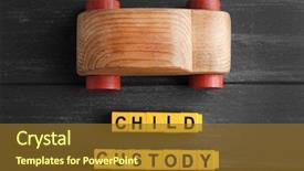  Presentation with child custody - PPT theme having yellow blocks with toy car background and a tawny brown colored foreground