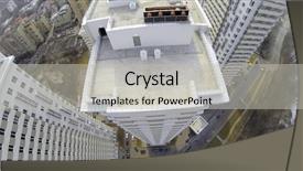  Presentation with buildings - Theme enhanced with yellow brick road - aerial view of the cityscape background and a light gray colored foreground