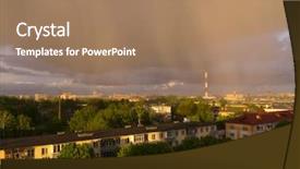  Presentation with factory - PPT theme featuring yellow brick road - city outdoor factory chimneys background and a coral colored foreground