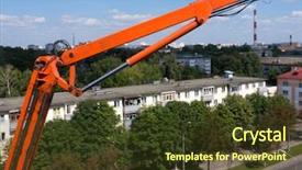  Presentation with yellow brick road - Slides featuring yellow brick road - city outdoor factory chimneys background and a tawny brown colored foreground