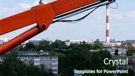  Presentation with yellow brick road - Beautiful PPT theme featuring yellow brick road - city outdoor factory chimneys backdrop and a wine colored foreground