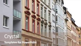  Presentation with apartment - Presentation theme enhanced with yellow brick road - colorful apartment homes background and a coral colored foreground