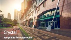  Presentation with sunlight - Colorful PPT theme enhanced with yellow brick road - modern office buildig in soft backdrop and a violet colored foreground