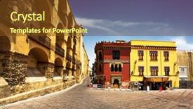  Presentation with yellow brick road - Amazing PPT theme having yellow brick road - streets of cordova spain backdrop and a tawny brown colored foreground